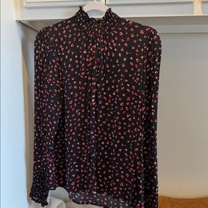 Sanctuary Black Blouse with Red Pattern
